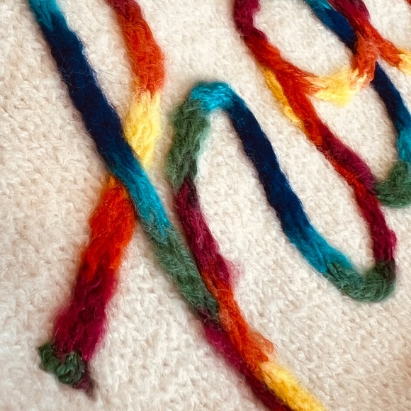 AND THE WHY Holly Jolly oversized ivory holiday sweater S/M M/L combo size - Picture 5 of 8